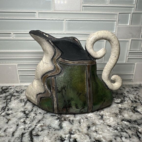 Raku Pottery Other - Vintage RAKU Pottery Vessel BOHO Pitcher Jug Pitcher LANA Artist Signed